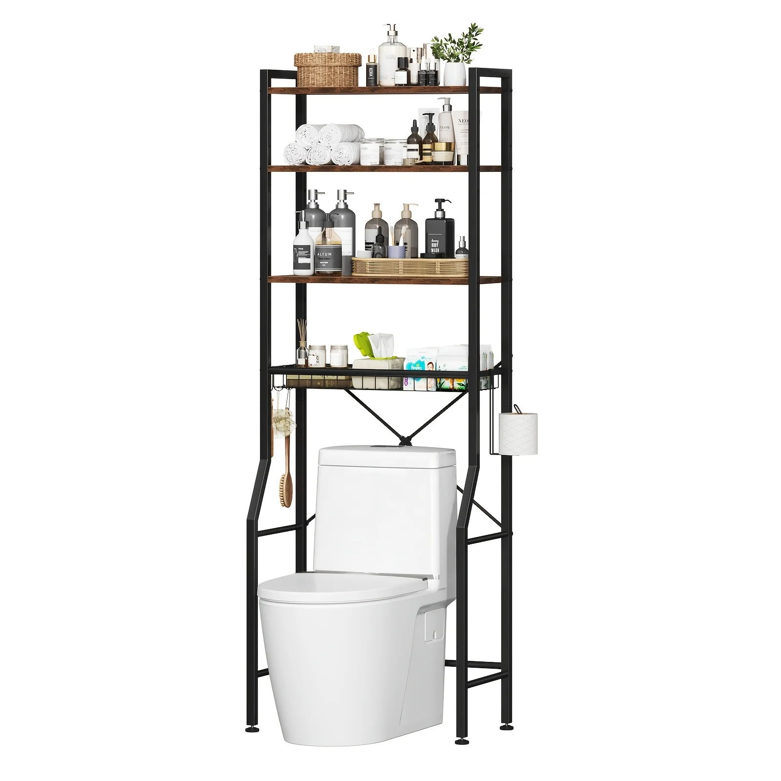 68-Inch Standalone Bathroom Storage Rack, Made of Iron And Wood, Designed to Fit Over The Toilet, Perfect for Organizing Towels And Toiletries with a Rustic Wood End, Shelves
68-Inch Standalone Bathroom Storage Rack, Made of Iron And Wood, Designed to Fit Over The Toilet, Perfect for Organizing Towels And Toiletries with a Rustic Wood End, Shelves