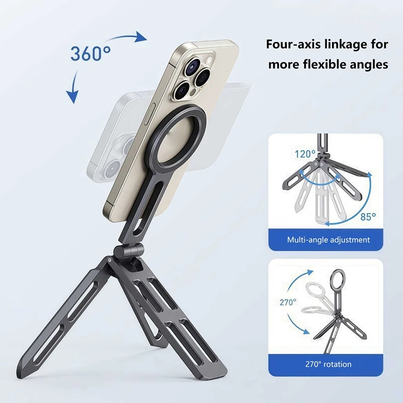 Foldable Magnetic Phone Tripod Holder Tripod Ultra-Slim Dual-Sided Magnet Phone Tripod 360° Rotating for Video Shooting Vlog
Foldable Magnetic Phone Tripod Holder Tripod Ultra-Slim Dual-Sided Magnet Phone Tripod 360° Rotating for Video Shooting Vlog