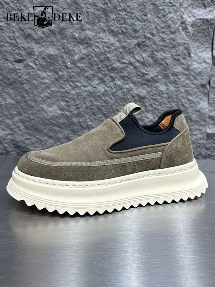 Mens Casual Shoes Nubuck Leather Comfortable Platform Loafers Slip On Round Toe Patchwork Retro Height Increase Walking Sneakers
Mens Casual Shoes Nubuck Leather Comfortable Platform Loafers Slip On Round Toe Patchwork Retro Height Increase Walking Sneakers