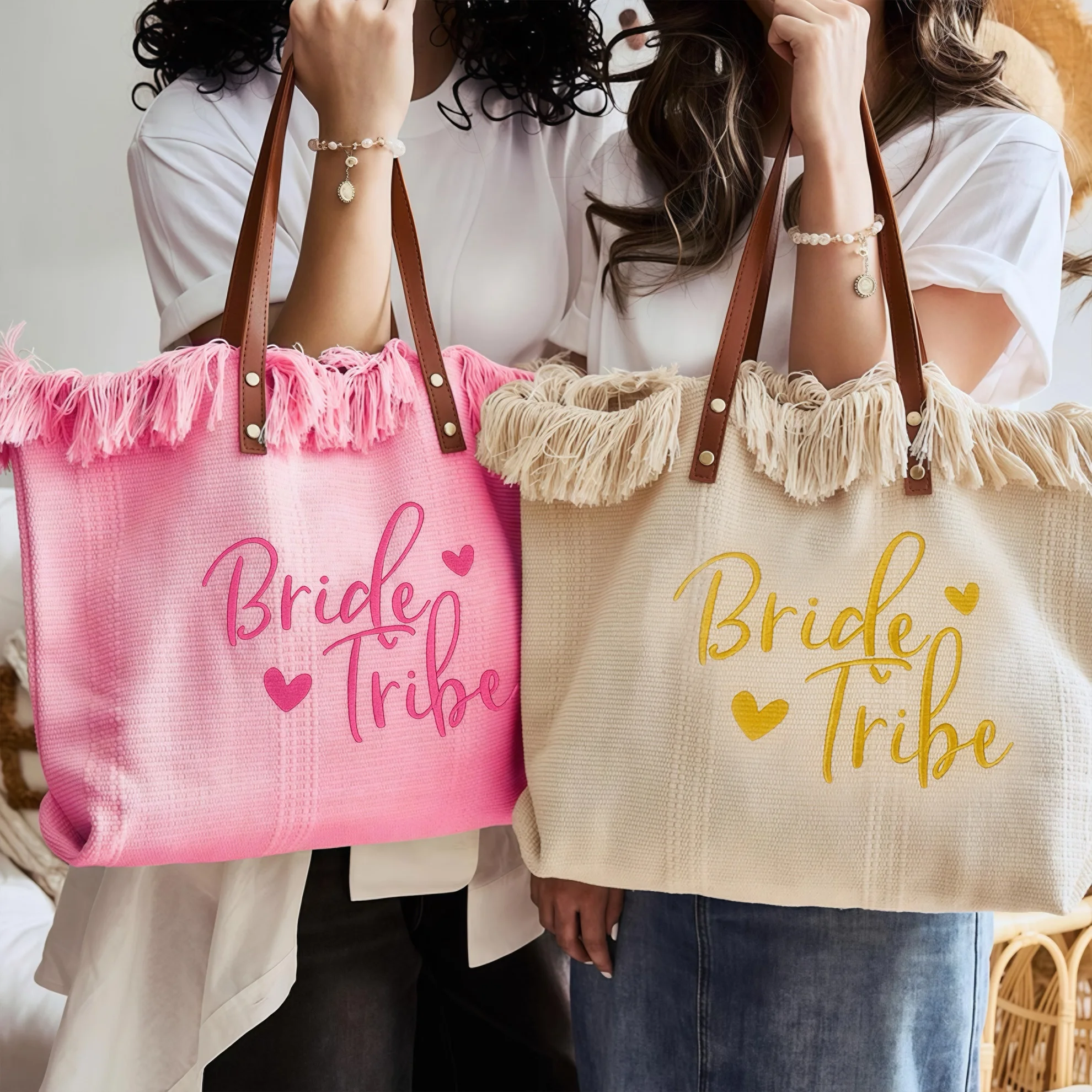 Super Cute "Bride Tribe" Embroidery Tote Bag, Beach Totes for Bride & Team Bride, Canvas Bags For Bridal Shower Party Gifts
Super Cute "Bride Tribe" Embroidery Tote Bag, Beach Totes for Bride & Team Bride, Canvas Bags For Bridal Shower Party Gifts