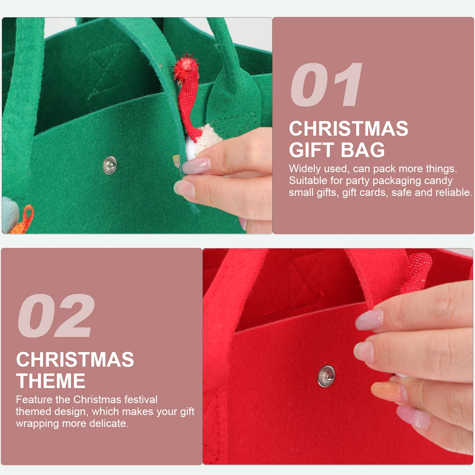 2Pcs Christmas Xmas Gift Bags Felt Candy Tote Small Gift Packaging Reusable Party Favor Wrapping Storage Felt Tote Bags
2Pcs Christmas Xmas Gift Bags Felt Candy Tote Small Gift Packaging Reusable Party Favor Wrapping Storage Felt Tote Bags