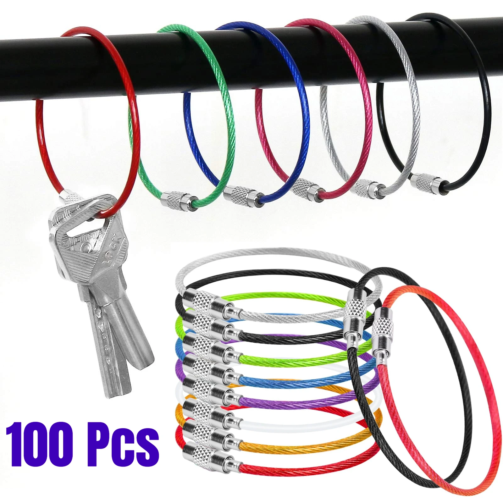 100 Pcs Key Rings Stainless Steel Loops 2x150mm Coated Wire Keepers for Luggage Tags Key Tags Keyrings Kitchen Utensils Duster
100 Pcs Key Rings Stainless Steel Loops 2x150mm Coated Wire Keepers for Luggage Tags Key Tags Keyrings Kitchen Utensils Duster