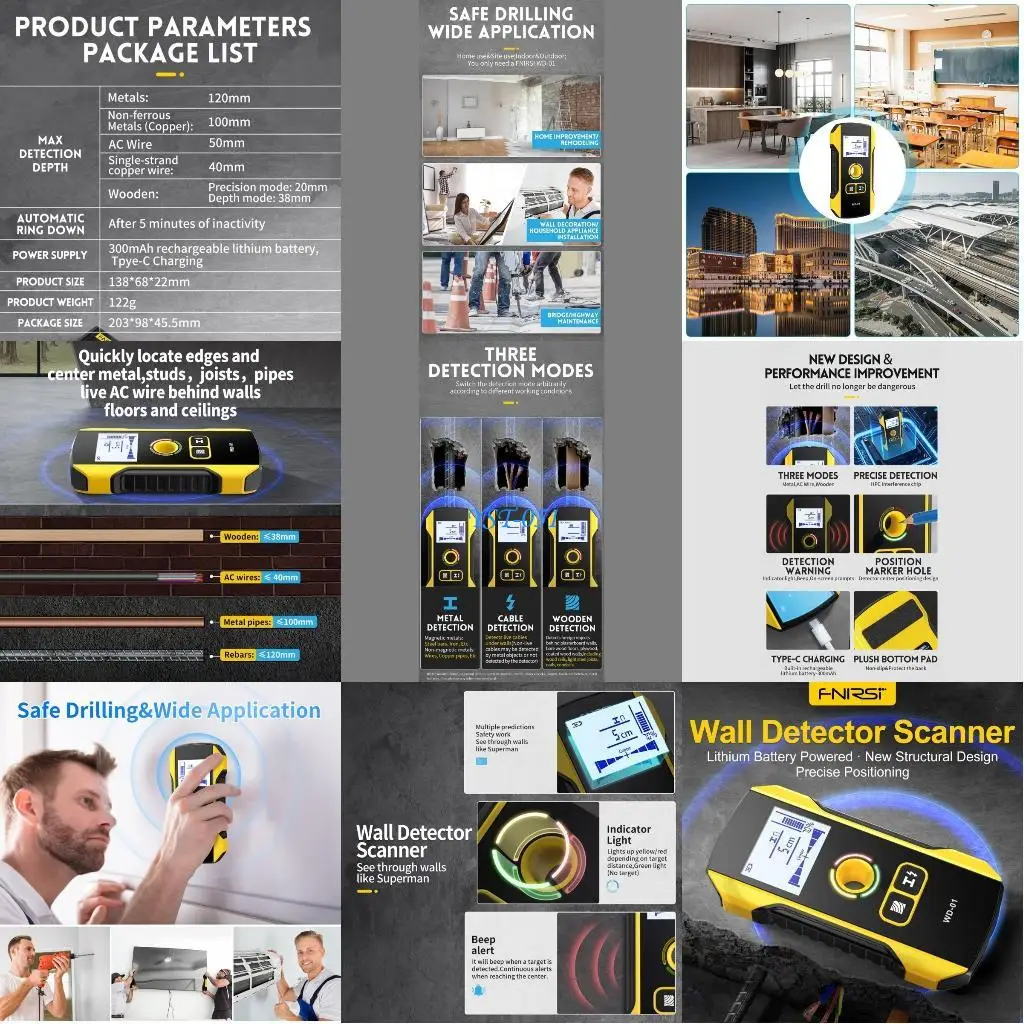 E15A Color Display Electronic Studs Detector Wall Scanner with Backlit Buzzer Alarm Auto Off Wall Scanning Detector
E15A Color Display Electronic Studs Detector Wall Scanner with Backlit Buzzer Alarm Auto Off Wall Scanning Detector