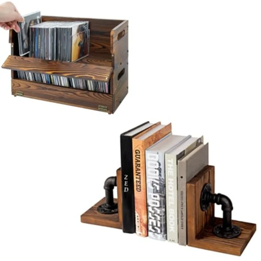 Heavy Duty Book Ends Decorative Bookends and 2 Pcs CD Storage Box DVD Orgnanizer Rack Rustic
Heavy Duty Book Ends Decorative Bookends and 2 Pcs CD Storage Box DVD Orgnanizer Rack Rustic