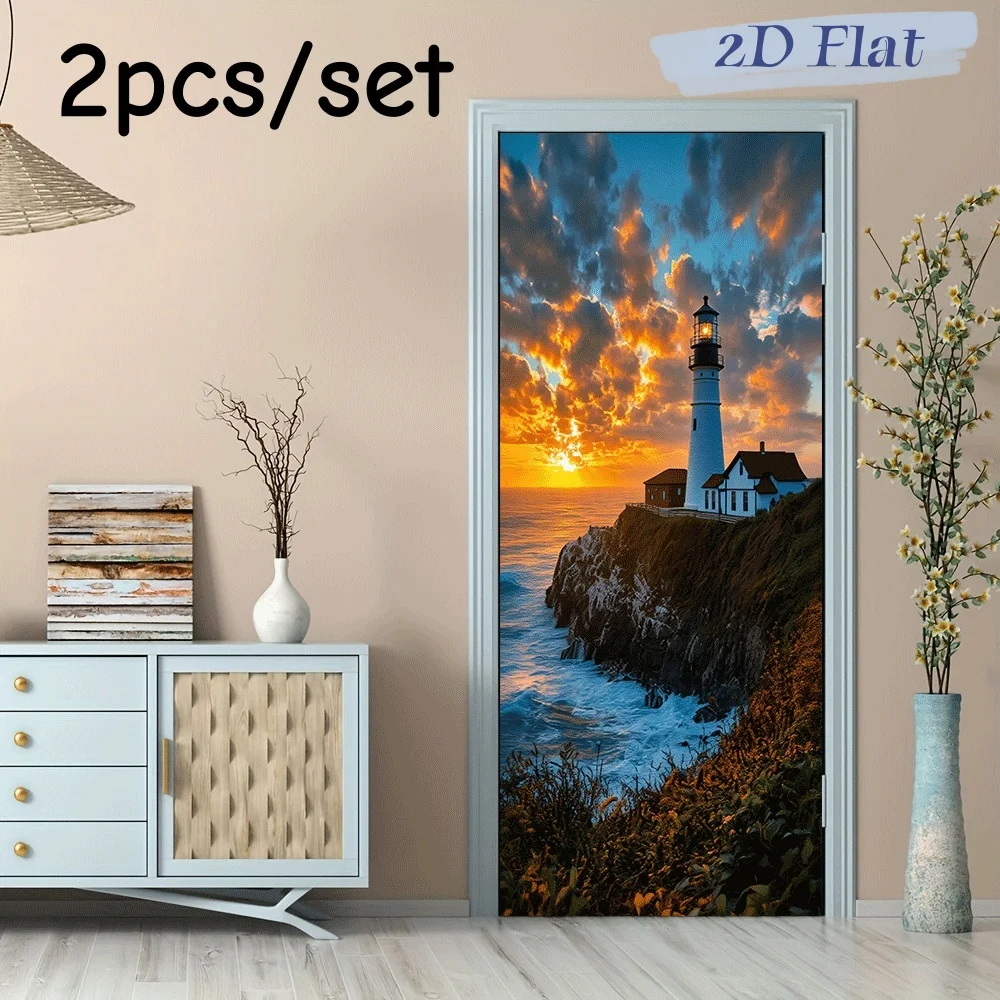 2pcs Beautiful Seaside Lighthouse Sunset Landscape Wall Stickers Living Room Bedroom Entrance Decoration Stickers Self Adhesive
2pcs Beautiful Seaside Lighthouse Sunset Landscape Wall Stickers Living Room Bedroom Entrance Decoration Stickers Self Adhesive