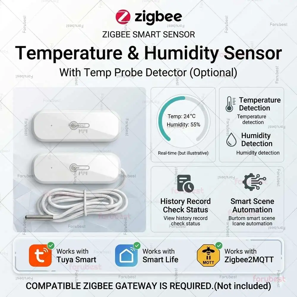 Датчик температуры и влажности Zigbee 3.0, умный термометр-гигрометр для дома, удаленное мониторинг и автоматизация через приложение для Z2M Tuya, требуется шлюз.
Датчик температуры и влажности Zigbee 3.0, умный термометр-гигрометр для дома, удаленное мониторинг и автоматизация через приложение для Z2M Tuya, требуется шлюз.