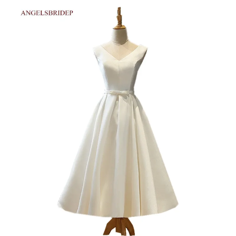 ANGLESBRIDEP 2 STORE Simple V-neck Wedding Dresses Summer Style Vestido De Noiva Mid-Calf Cheap Formal Bride Dresses Sleeveless
ANGLESBRIDEP 2 STORE Simple V-neck Wedding Dresses Summer Style Vestido De Noiva Mid-Calf Cheap Formal Bride Dresses Sleeveless