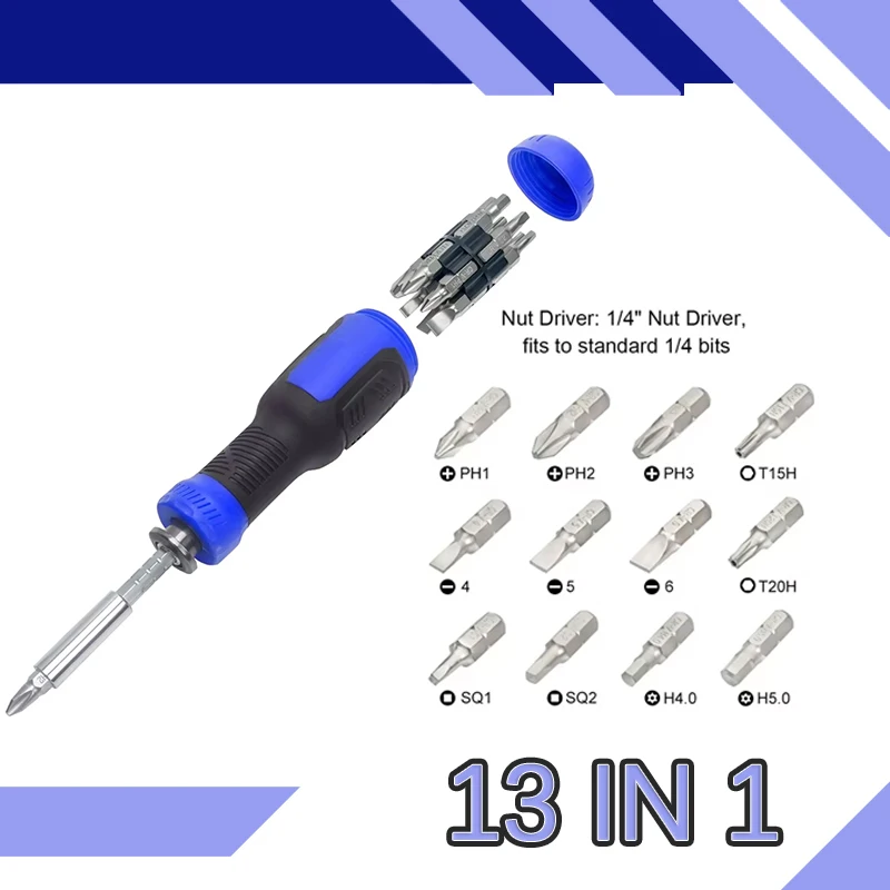 Набор отверток 13 в 1, набор телескопических отверток, многофункциональная бытовая телескопическая мини-отвертка с крестом сливы
Набор отверток 13 в 1, набор телескопических отверток, многофункциональная бытовая телескопическая мини-отвертка с крестом сливы