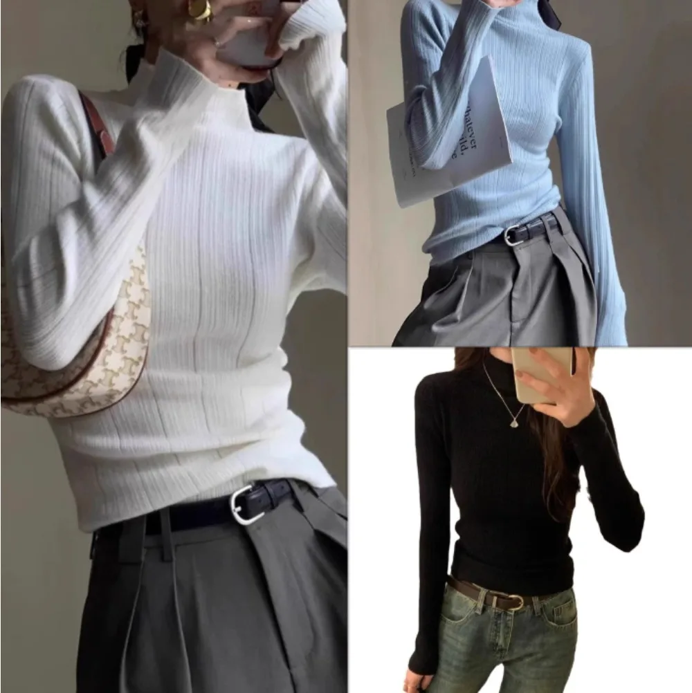 Fashion Half High Neck Knitted Sweater Women Elastic Slim Casual Bottoming Top Jumper Pullover
Fashion Half High Neck Knitted Sweater Women Elastic Slim Casual Bottoming Top Jumper Pullover