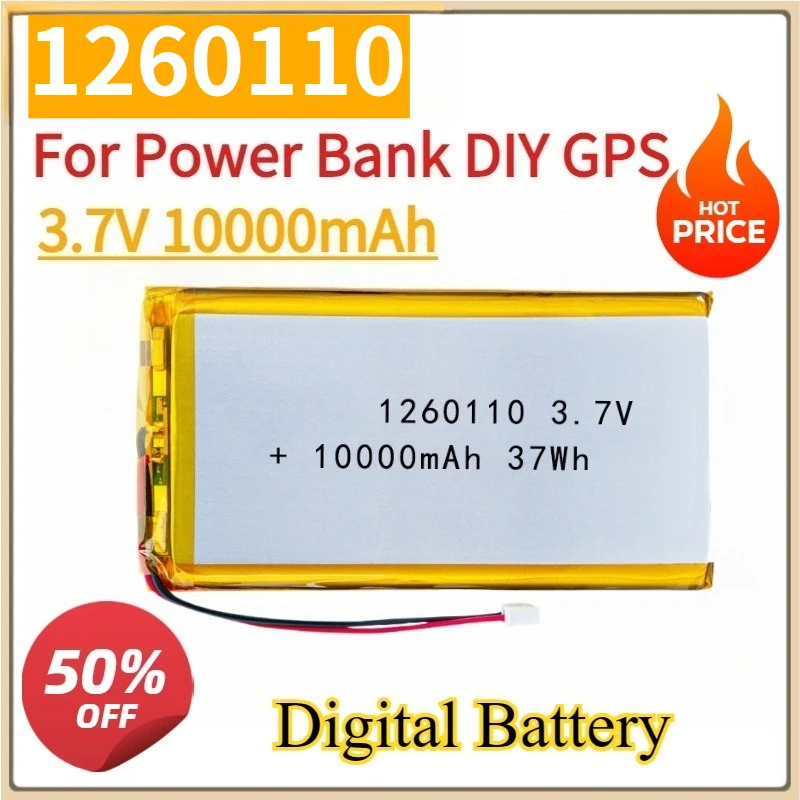 New Digital Battery 3.7V 10000mAh 3.7Wh 1260110 For Power Bank DIY GPS Real Capacity Large Capacity Li-ion
New Digital Battery 3.7V 10000mAh 3.7Wh 1260110 For Power Bank DIY GPS Real Capacity Large Capacity Li-ion