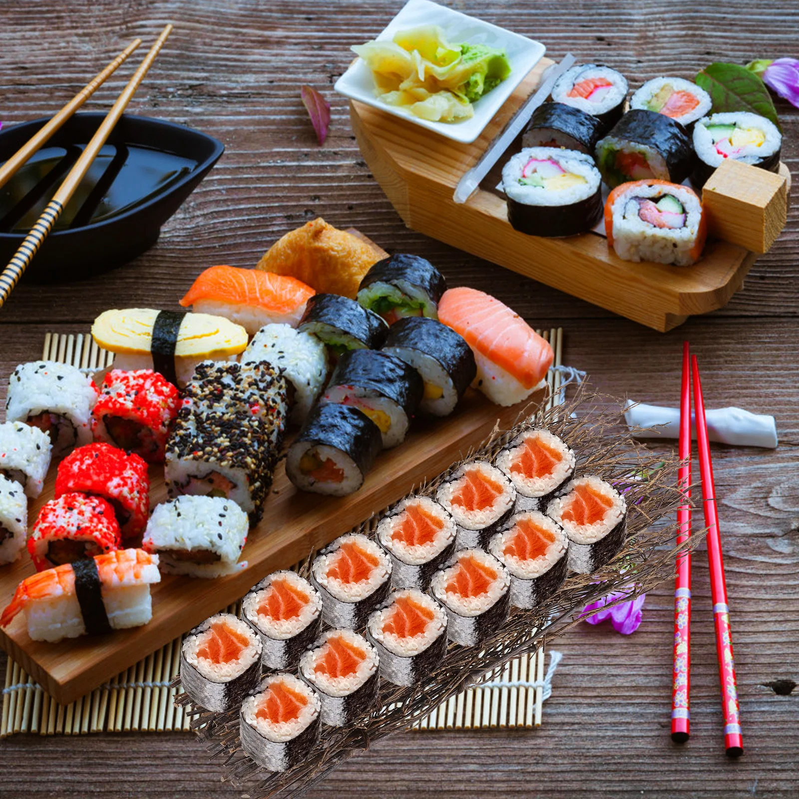 3pcs Bamboo Sushi Tray Vintage Dining Room Decor Sashimi Plate Japanese Kitchen Stylish Color Food Photography
3pcs Bamboo Sushi Tray Vintage Dining Room Decor Sashimi Plate Japanese Kitchen Stylish Color Food Photography