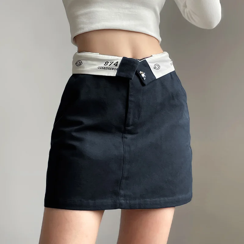 Contrast Waist Printed A-line Skirt for Women's Solid Color Slim Fitting Street Fashion High Waisted Short Skirt
Contrast Waist Printed A-line Skirt for Women's Solid Color Slim Fitting Street Fashion High Waisted Short Skirt