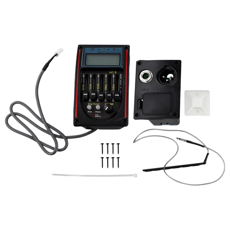 LC-5 5 Bands Guitar Pickup EQ Equalizer Acoustic Guitar Preamp EQ Equalizer Tuner Piezo Pick-Up
LC-5 5 Bands Guitar Pickup EQ Equalizer Acoustic Guitar Preamp EQ Equalizer Tuner Piezo Pick-Up