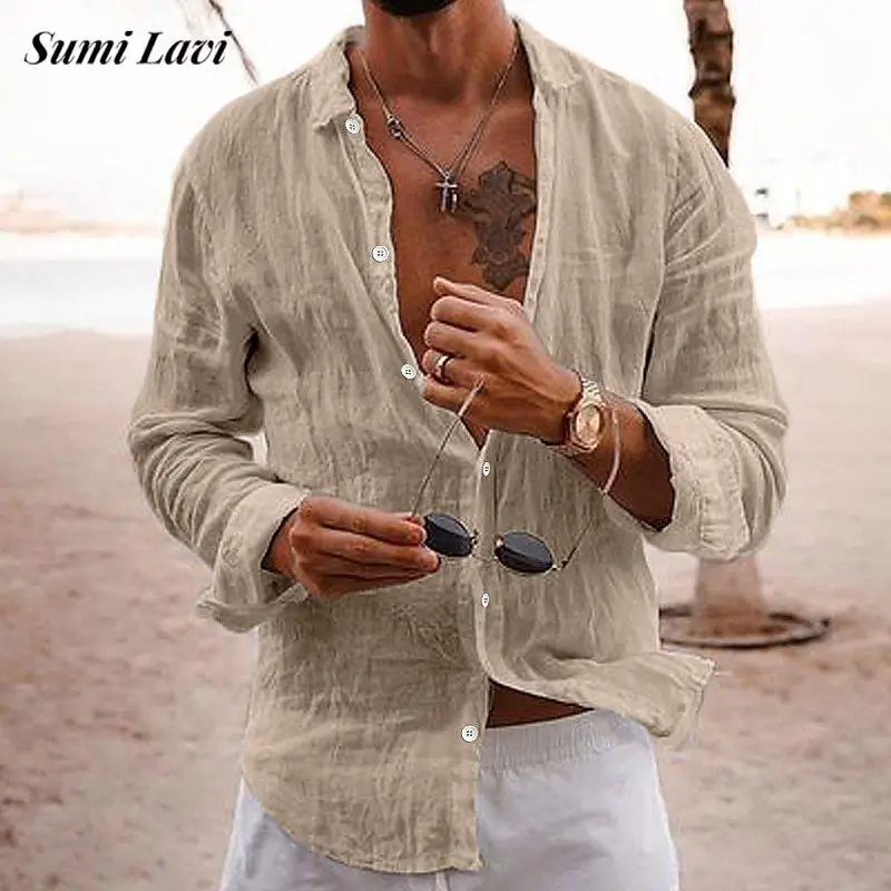 Vintage Cotton Linen Shirts Men Beach Vacation Casual Loose Breathable Shirt For Mens Clothing Leisure Solid Color Lapel Shirts
Vintage Cotton Linen Shirts Men Beach Vacation Casual Loose Breathable Shirt For Mens Clothing Leisure Solid Color Lapel Shirts