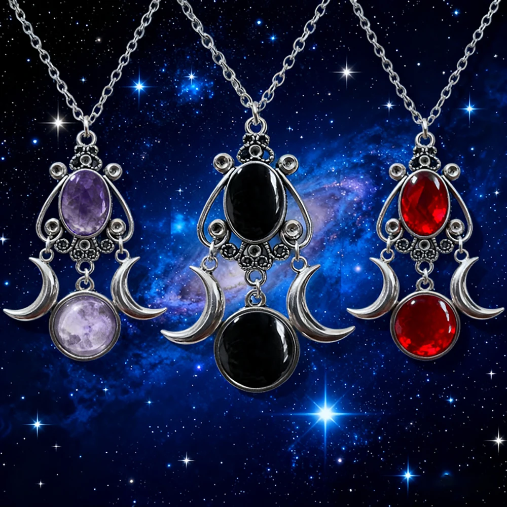 Retro Gothic Triple Moon Goddess Necklace Amethyst Jewelry Creative Unique Women's Necklace Fashion Jewelry Friend Gift
Retro Gothic Triple Moon Goddess Necklace Amethyst Jewelry Creative Unique Women's Necklace Fashion Jewelry Friend Gift