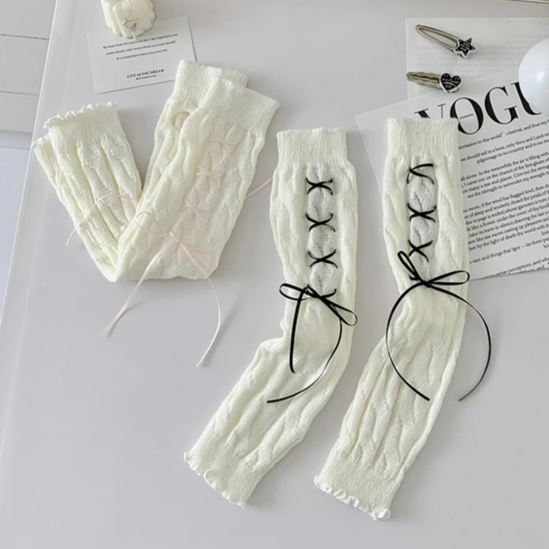 New Long Fingerless Gloves Women Knitting Arm Warmers Spicy Girls Lace Up Ribbon Bowknot Sweet Style Elastic Arm Cuffs JK Lolita
New Long Fingerless Gloves Women Knitting Arm Warmers Spicy Girls Lace Up Ribbon Bowknot Sweet Style Elastic Arm Cuffs JK Lolita