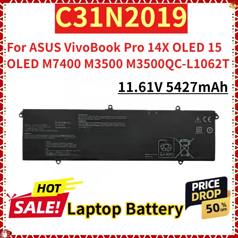 For ASUS VivoBook Pro 14X OLED 15 OLED M7400 M3500 M3500QC-L1062T M3500QC-L1079T New Replacement Laptop Battery 5427mAh C31N2019
For ASUS VivoBook Pro 14X OLED 15 OLED M7400 M3500 M3500QC-L1062T M3500QC-L1079T New Replacement Laptop Battery 5427mAh C31N2019