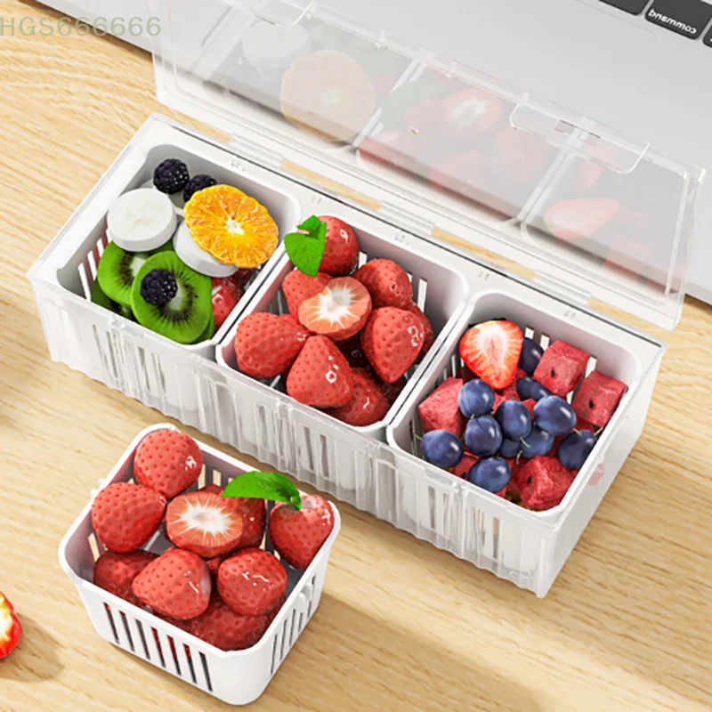 Refrigerator Fresh-keeping Box Onion Ginger Garlic Storage Box Kitchen Three Compartment With Lid Household Fruit Food Box
Refrigerator Fresh-keeping Box Onion Ginger Garlic Storage Box Kitchen Three Compartment With Lid Household Fruit Food Box