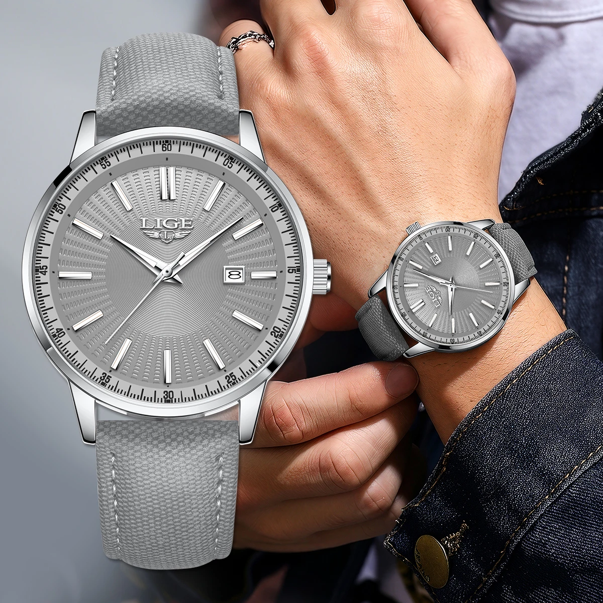 LIGE Fashion Gray Genuine Leather Watch For Men Waterproof Sport Quartz Men's Watches Casual Business Luminous Date Chronograph
LIGE Fashion Gray Genuine Leather Watch For Men Waterproof Sport Quartz Men's Watches Casual Business Luminous Date Chronograph