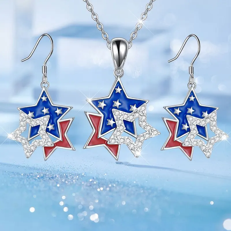New Creative Simple Independence Day Fashion Luxury Earrings & Necklace, Perfect for Party, Souvenir & Exquisite
New Creative Simple Independence Day Fashion Luxury Earrings & Necklace, Perfect for Party, Souvenir & Exquisite