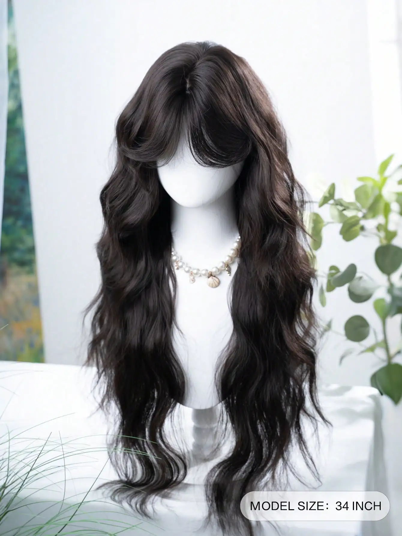 34-Inch Long Synthetic Wig Featuring A Natural Wavy Style In A A Stunning Black-Brown. Middle Part Design , This False Hairpiece Is Perfect For Ms Daily Party Cosplay Use, Offering A Natural And Natural Durable Wig Gift For Ladies. (No Accesso
34-Inch Long Synthetic Wig Featuring A Natural Wavy Style In A A Stunning Black-Brown. Middle Part Design , This False Hairpiece Is Perfect For Ms Daily Party Cosplay Use, Offering A Natural And Natural Durable Wig Gift For Ladies. (No Accesso