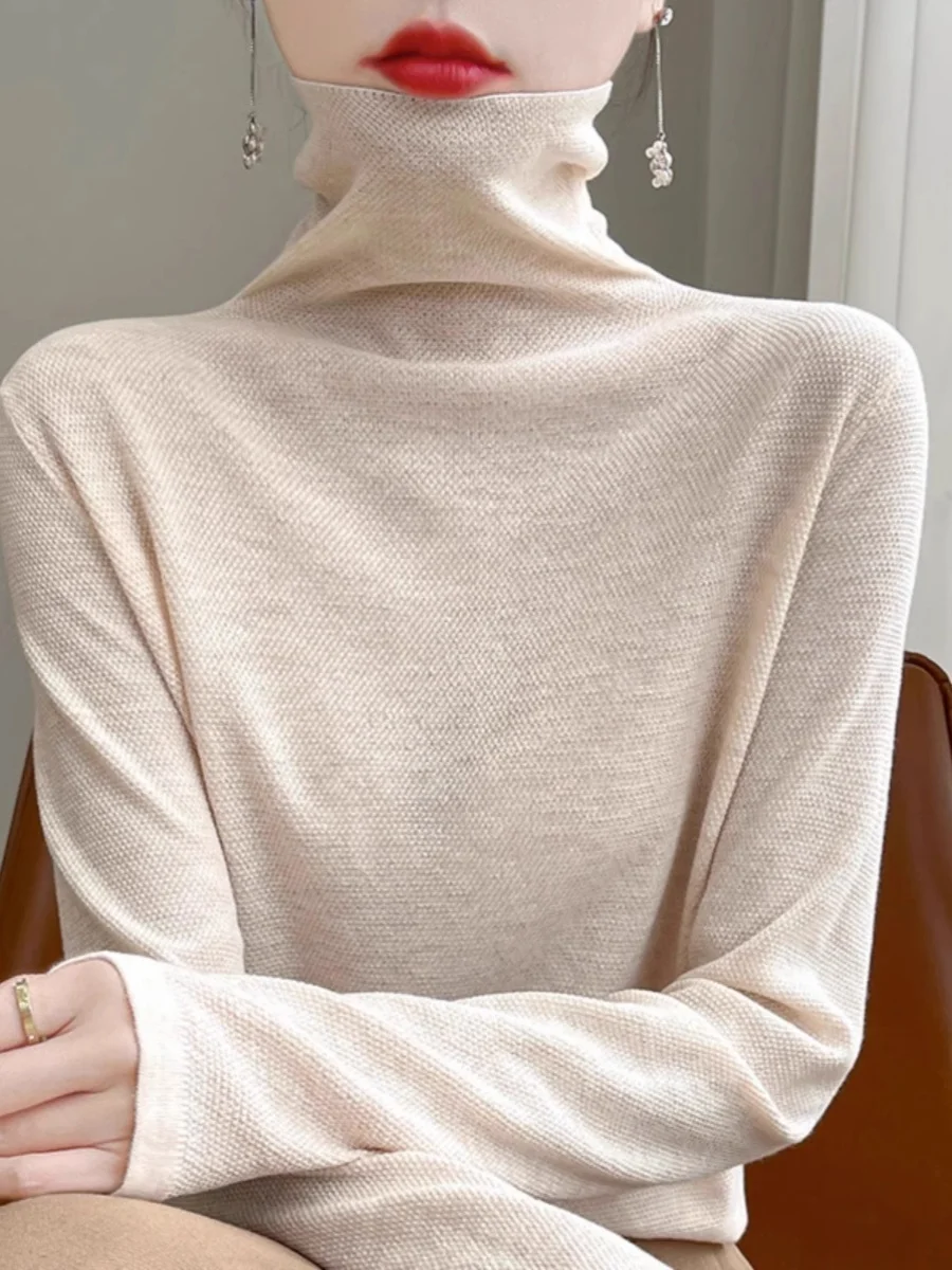 Весенняя тонкая трикотажная водолазка с высоким воротом для женщин, свободного кроя, из хлопка, с длинным рукавом, тонкая шерстяная кофта
Весенняя тонкая трикотажная водолазка с высоким воротом для женщин, свободного кроя, из хлопка, с длинным рукавом, тонкая шерстяная кофта