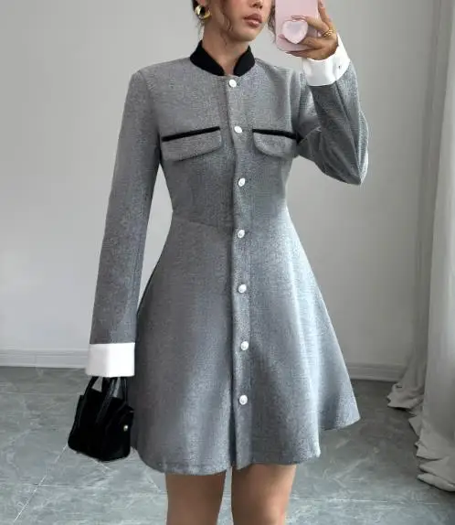 2026 Autumn/Winter New Women's Fashion High end Social Celebrity Stand up Collar Long sleeved Short Skirt Dress Women's Wear
2026 Autumn/Winter New Women's Fashion High end Social Celebrity Stand up Collar Long sleeved Short Skirt Dress Women's Wear
