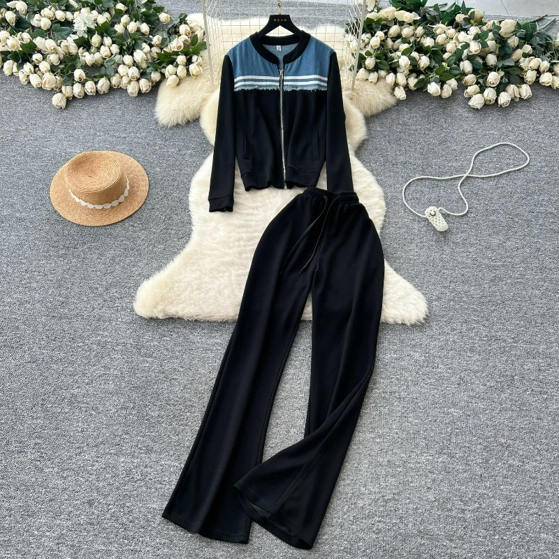 Women Two Piece Set Tracksuit Pant Sets Zipper Print Sport Coats Straight Pants Drawstring Patchwork Autumn Streetwear
Women Two Piece Set Tracksuit Pant Sets Zipper Print Sport Coats Straight Pants Drawstring Patchwork Autumn Streetwear