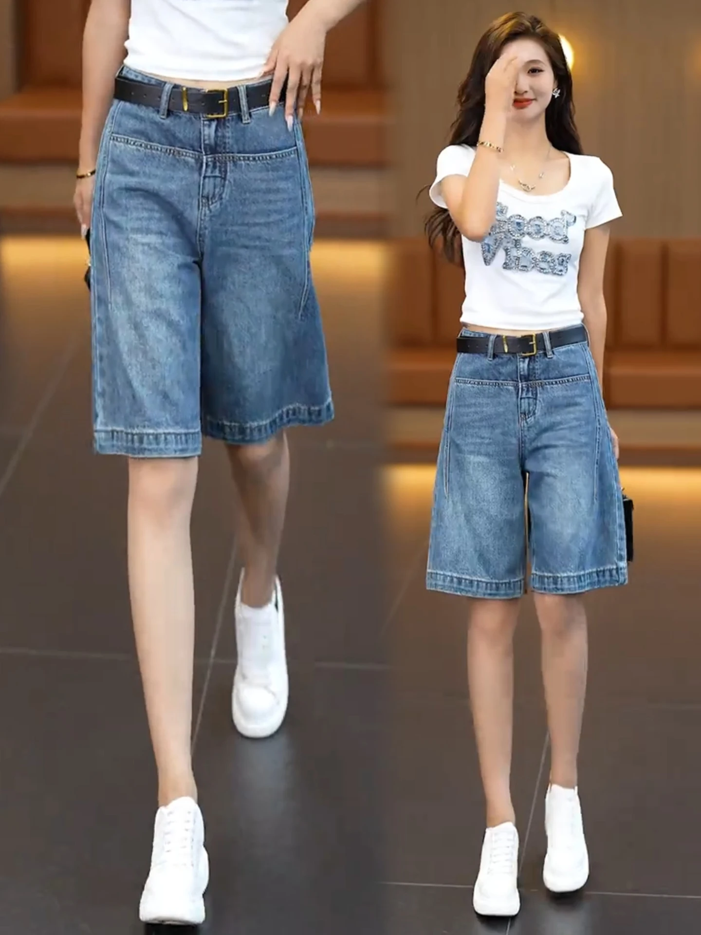 High Waist Wide Leg Straight Cut Slimming Jeans Shorts Women's Summer Thin New Style Loose Fit Casual Trousers Outerwear
High Waist Wide Leg Straight Cut Slimming Jeans Shorts Women's Summer Thin New Style Loose Fit Casual Trousers Outerwear