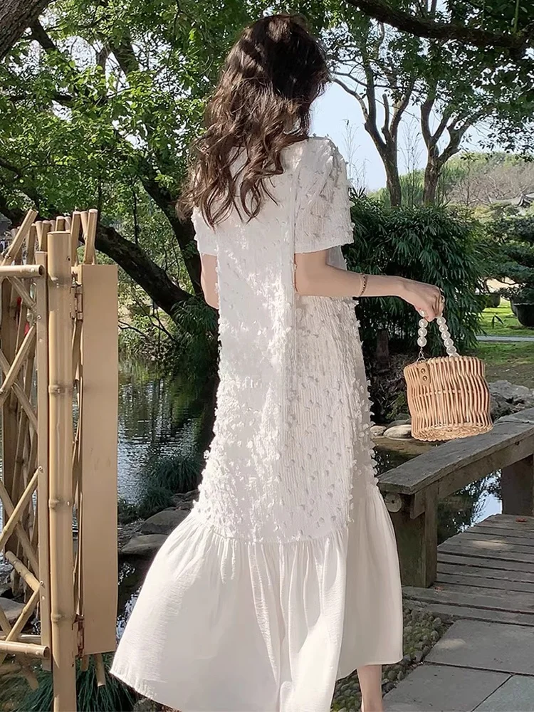 Rouje Kefss Textured White round Neck Dress Summer High-End Casual Fish Tail Skirt Commute Style High Waist A-Line Dress
Rouje Kefss Textured White round Neck Dress Summer High-End Casual Fish Tail Skirt Commute Style High Waist A-Line Dress