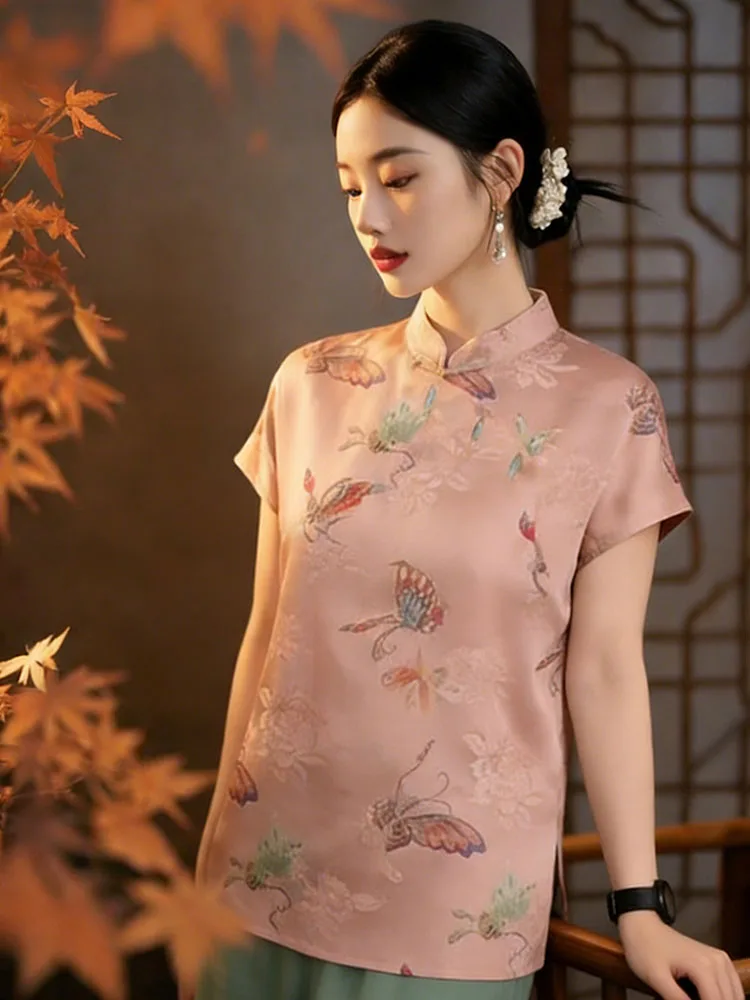 New Chinese Style Fashionable Versatile Short Sleeve Stand Collar Thin Summer Top Women's Premium Quality Printed Loose Fit S...
New Chinese Style Fashionable Versatile Short Sleeve Stand Collar Thin Summer Top Women's Premium Quality Printed Loose Fit S...