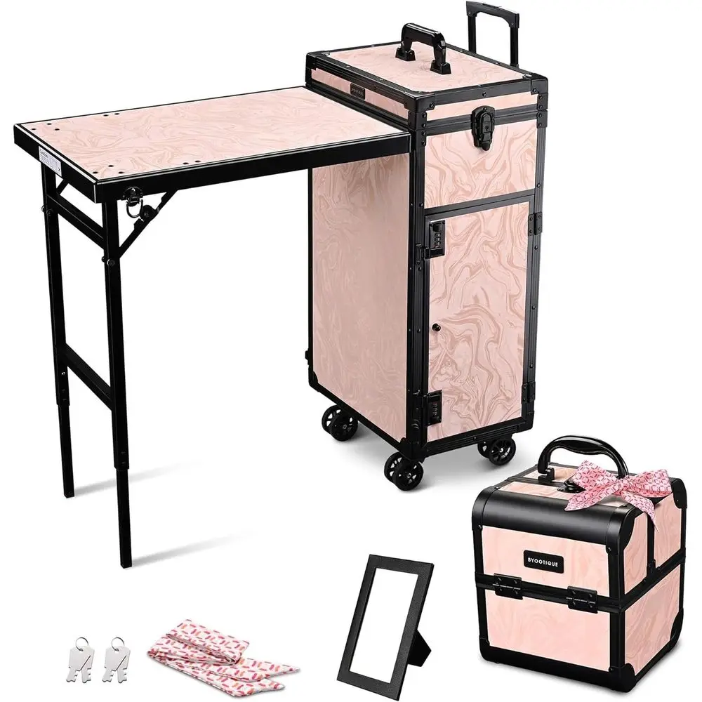Portable Nail Table with Storage, 2-Tier Trays, Makeup Train Case, Cosmetic Organizer for Beauty & Barbershop, Pink
Portable Nail Table with Storage, 2-Tier Trays, Makeup Train Case, Cosmetic Organizer for Beauty & Barbershop, Pink