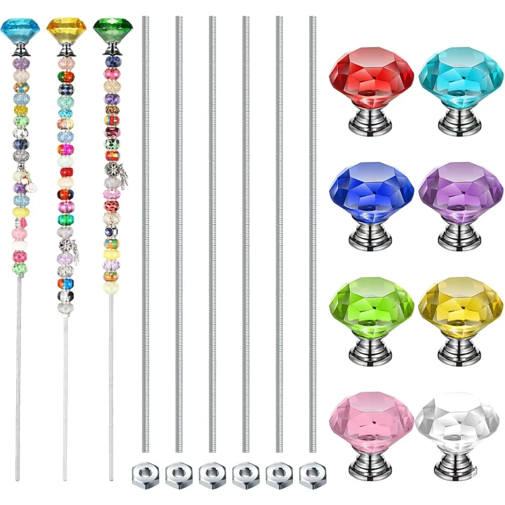 Pack of 8 DIY Fairy Garden Beaded Stakes Wands Kit 8 Pcs of 8/32 Inch 12 Inch Threaded Rods and 8 Pcs Hex Nuts and 8 Tops, Stai 
Pack of 8 DIY Fairy Garden Beaded Stakes Wands Kit 8 Pcs of 8/32 Inch 12 Inch Threaded Rods and 8 Pcs Hex Nuts and 8 Tops, Stai