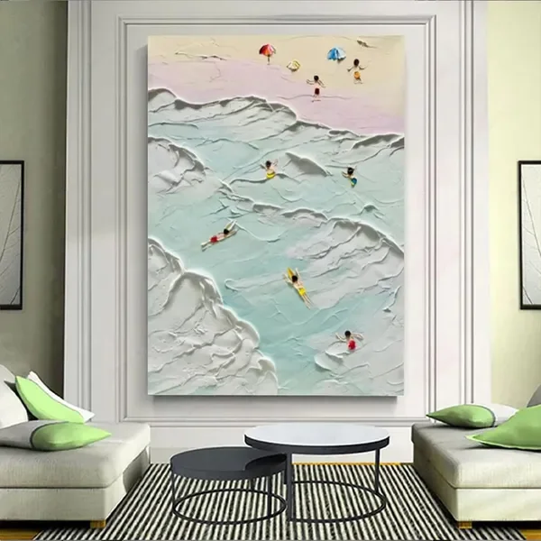 The Beach Joys Ocean Surfing Art Hand Painted Extra Large Heavy Textured 3D Minimalist Swimming Art
The Beach Joys Ocean Surfing Art Hand Painted Extra Large Heavy Textured 3D Minimalist Swimming Art