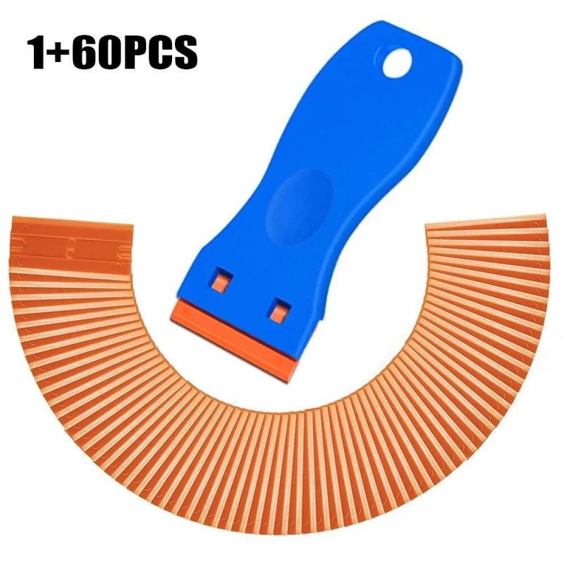 61 Pieces Plastic Razor Scraper with Replacement Blades Multi-purpose Glue Sticker Decal Residue Remover for Auto Window Kitchen
61 Pieces Plastic Razor Scraper with Replacement Blades Multi-purpose Glue Sticker Decal Residue Remover for Auto Window Kitchen