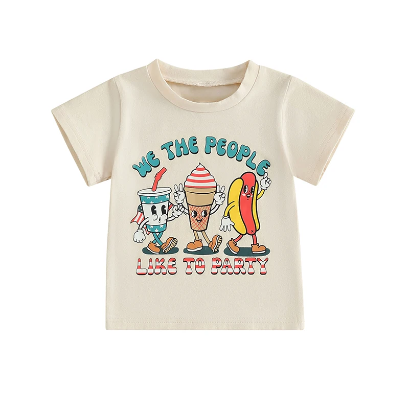 Kids 4th of July T-Shirt Letter Ice Cream Hot Dog Print Short Sleeve Round Neck Graphic Tops for Boys and Girls
Kids 4th of July T-Shirt Letter Ice Cream Hot Dog Print Short Sleeve Round Neck Graphic Tops for Boys and Girls