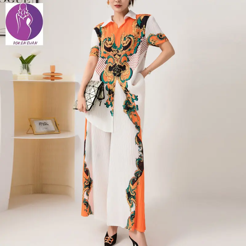 ROKEN EVAN 2023 Fashion Casual Print Suit Female High-Waisted Wide-leg Pants Two-piece Set Miyake Folds
ROKEN EVAN 2023 Fashion Casual Print Suit Female High-Waisted Wide-leg Pants Two-piece Set Miyake Folds