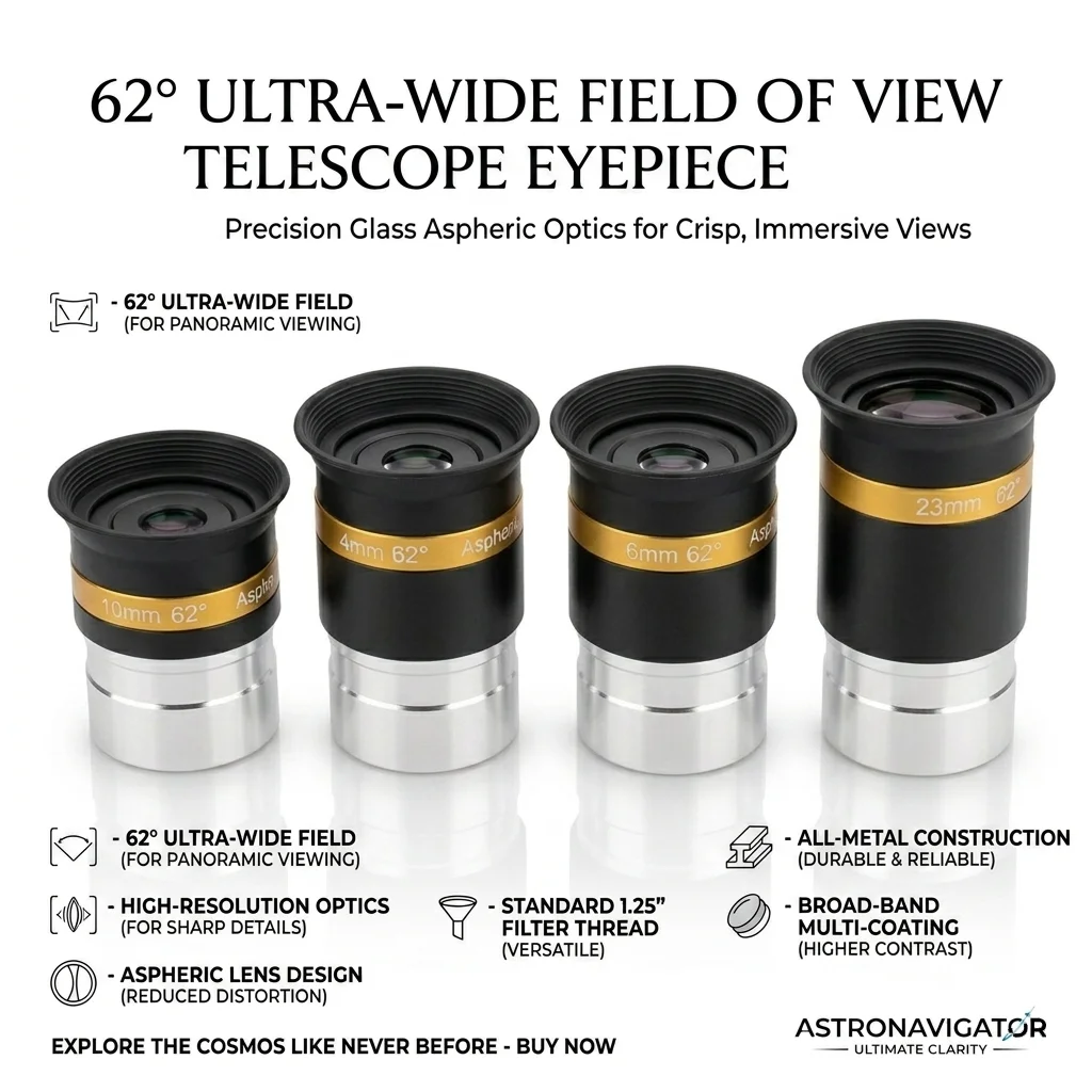 1.25" Telescope Eyepiece 62° Wide Angle 4mm 6mm 10mm 23mm Aspheric Eyepieces for Astronomy Refractor Cassegrain Accessories
1.25" Telescope Eyepiece 62° Wide Angle 4mm 6mm 10mm 23mm Aspheric Eyepieces for Astronomy Refractor Cassegrain Accessories