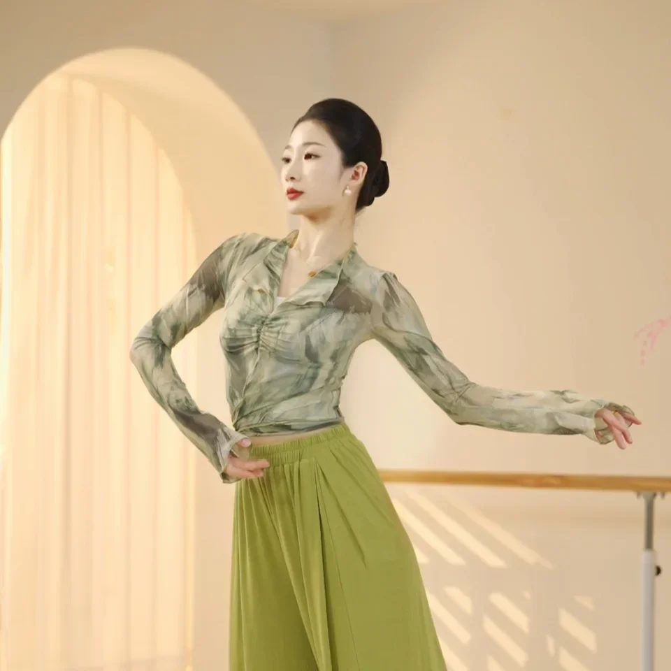 Классический танцевальный костюм, женский новый антикварный эластичный сетчатый топ
Классический танцевальный костюм, женский новый антикварный эластичный сетчатый топ