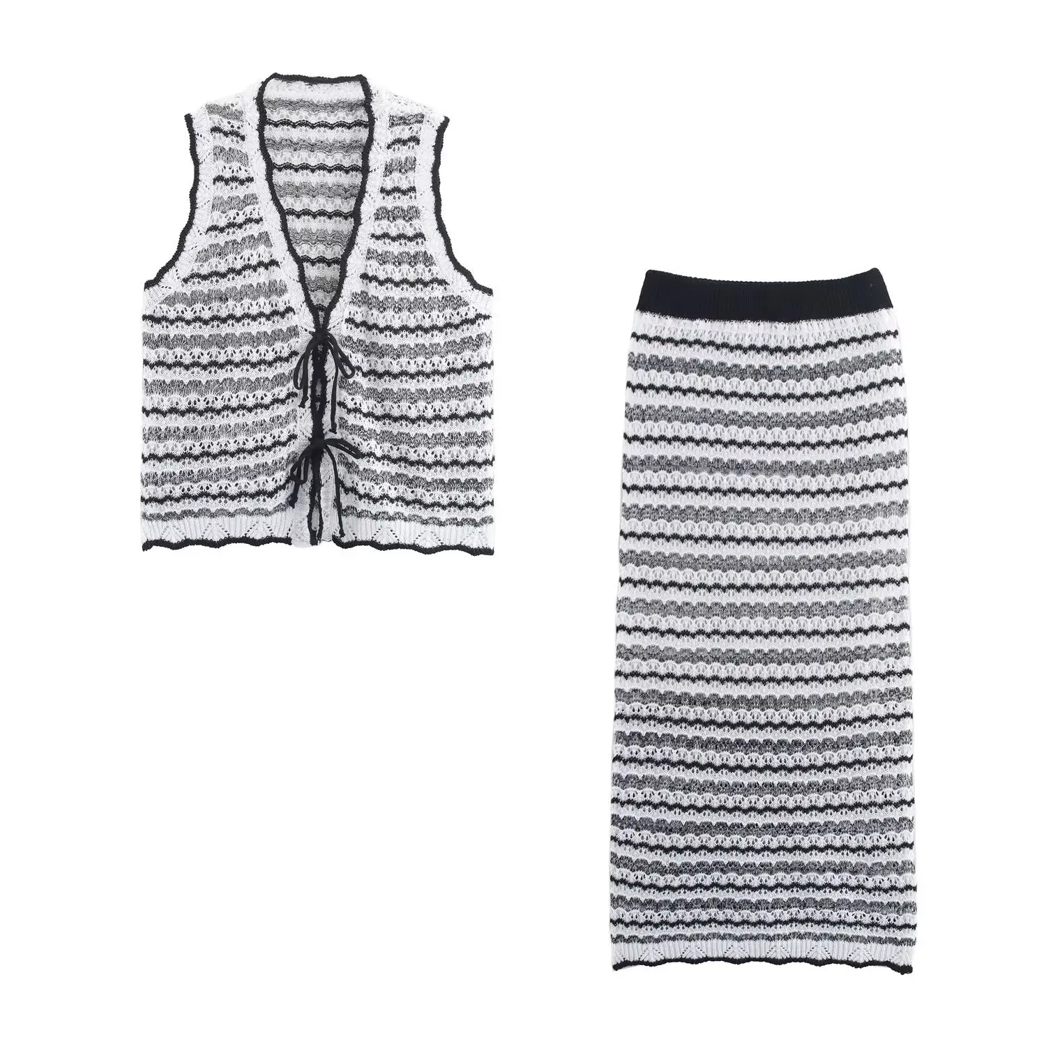 Two Piece Set Spring Autumn Street Knitted Vset Outfit Women Sleeveless Lace Up Vest Top+High Waist Straight Bust Skirt Female
Two Piece Set Spring Autumn Street Knitted Vset Outfit Women Sleeveless Lace Up Vest Top+High Waist Straight Bust Skirt Female