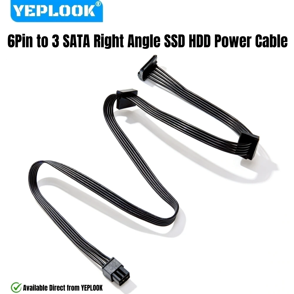 Кабель питания YEPLOOK 6Pin на 3 SATA угловой для HDD/SSD, совместимый с Corsair TX850M, TX750M, TX650M, TX550M, TX-M Modular Power
Кабель питания YEPLOOK 6Pin на 3 SATA угловой для HDD/SSD, совместимый с Corsair TX850M, TX750M, TX650M, TX550M, TX-M Modular Power