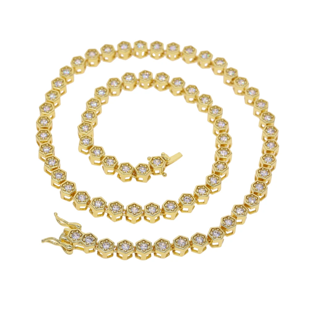 New High Quality Geometric Hexagon Honeycomb CZ Tennis Chain Necklace Bracelet Fashion Charm Women Cubic Zirconia Jewelry
New High Quality Geometric Hexagon Honeycomb CZ Tennis Chain Necklace Bracelet Fashion Charm Women Cubic Zirconia Jewelry