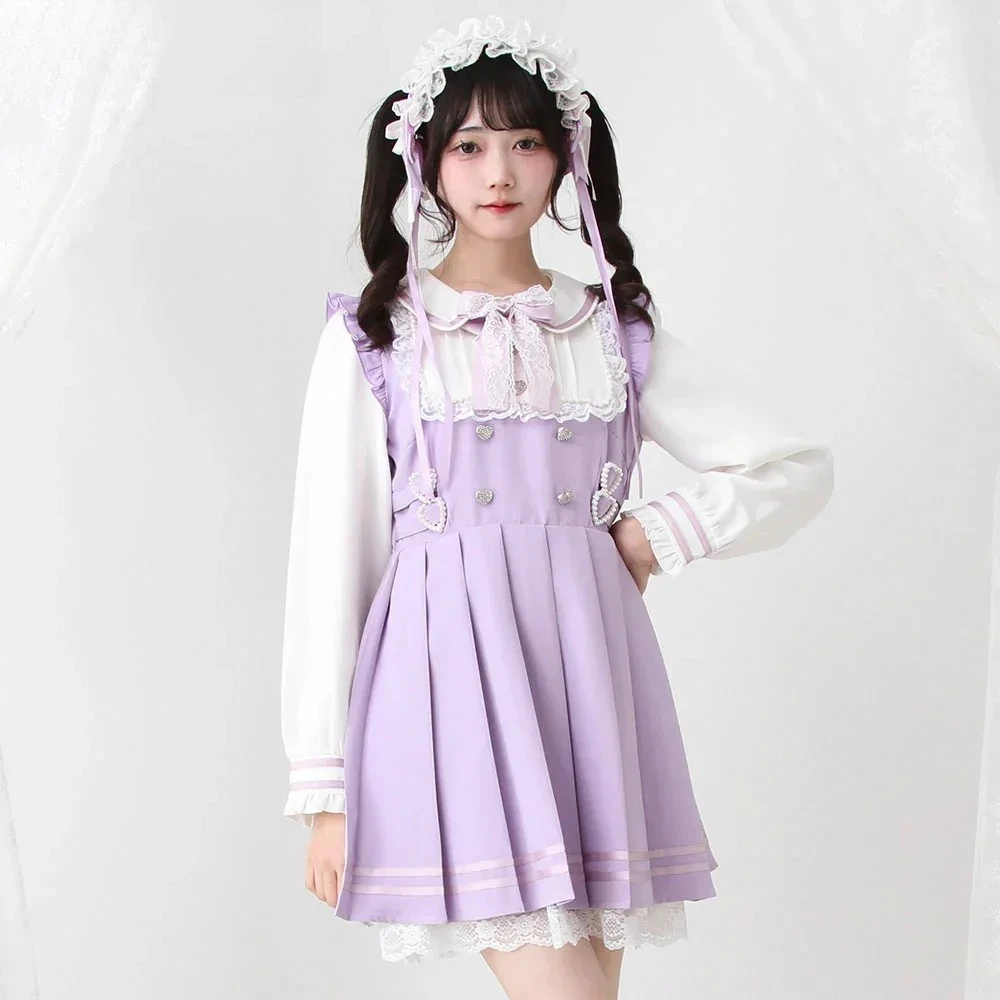 Japanese Cute Lace Splicing Bow High Waist Pleated College Style Short Dresses Heavy Industry Doll Collar Long-sleeved Dress
Japanese Cute Lace Splicing Bow High Waist Pleated College Style Short Dresses Heavy Industry Doll Collar Long-sleeved Dress
