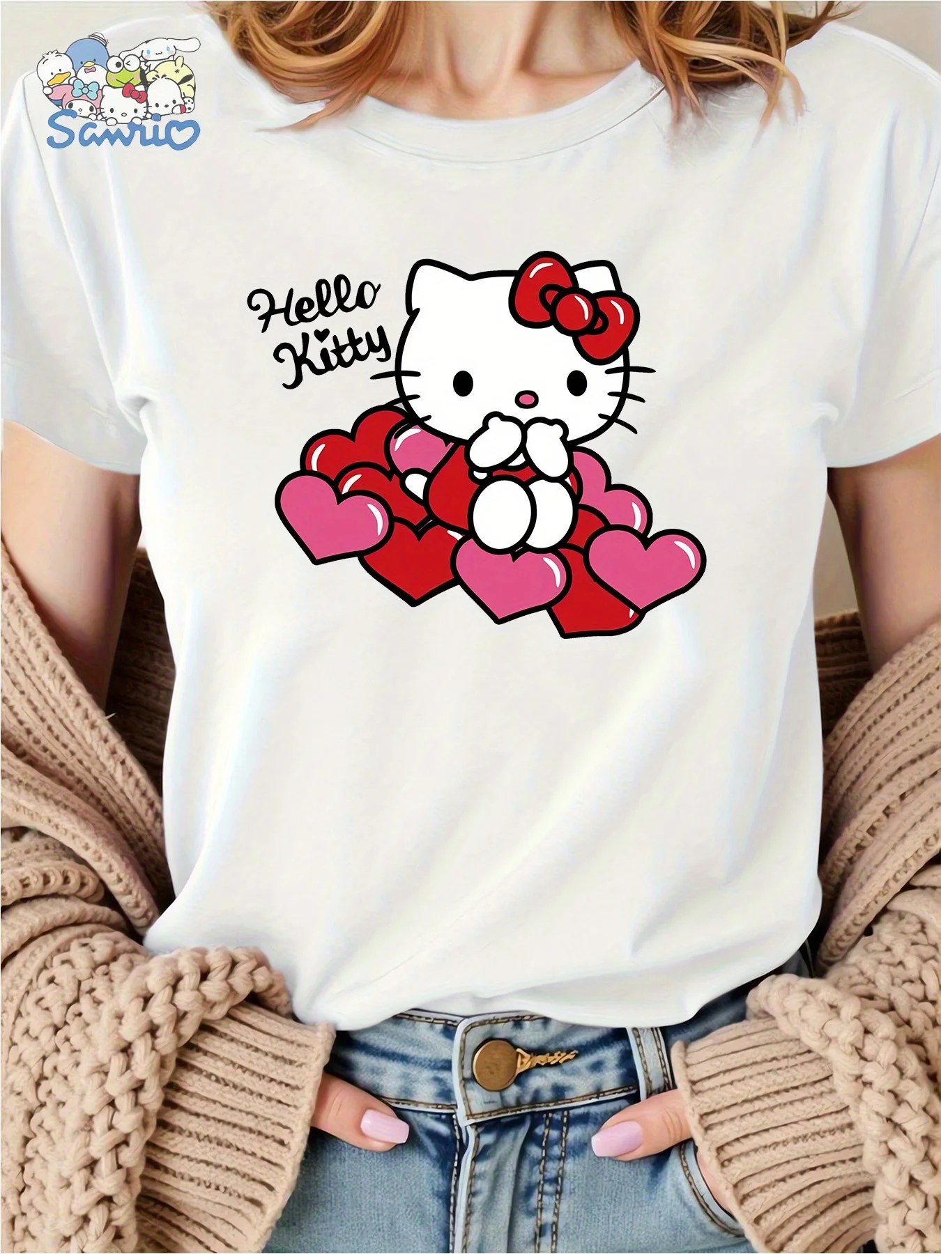 Хлопковые мужские и женские футболки с графическим принтом «Hello Kitty», лето, осень-зима, роскошные спортивные футболки на открытом воздухе
Хлопковые мужские и женские футболки с графическим принтом «Hello Kitty», лето, осень-зима, роскошные спортивные футболки на открытом воздухе