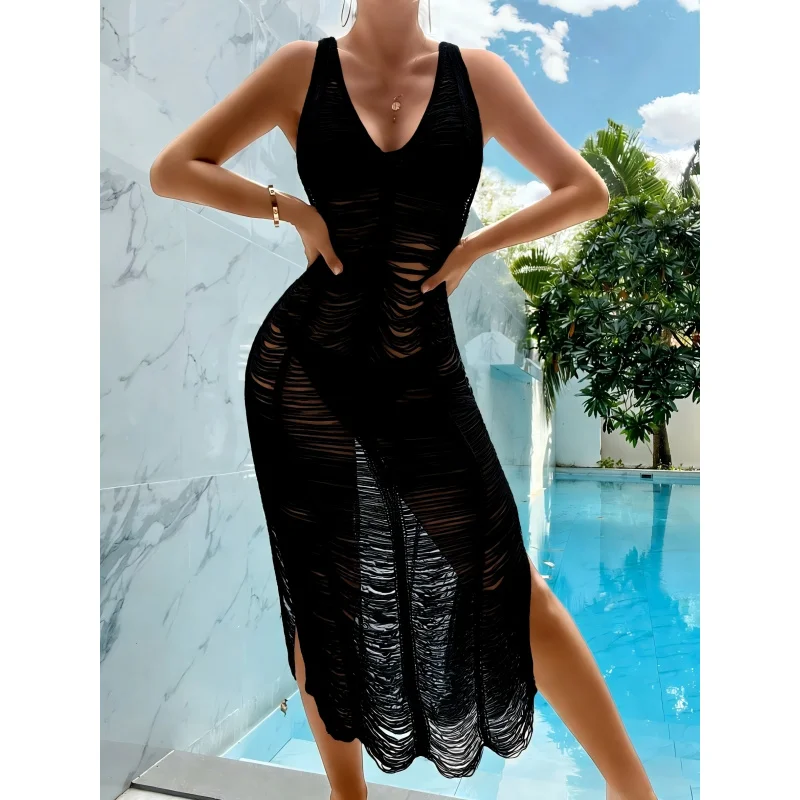 MOXDO Long Wrap Dress Cover-Up Casual Beach Sun Protection Fashionable Women's Resort Style Solid Color Beach Pool Seaside
MOXDO Long Wrap Dress Cover-Up Casual Beach Sun Protection Fashionable Women's Resort Style Solid Color Beach Pool Seaside