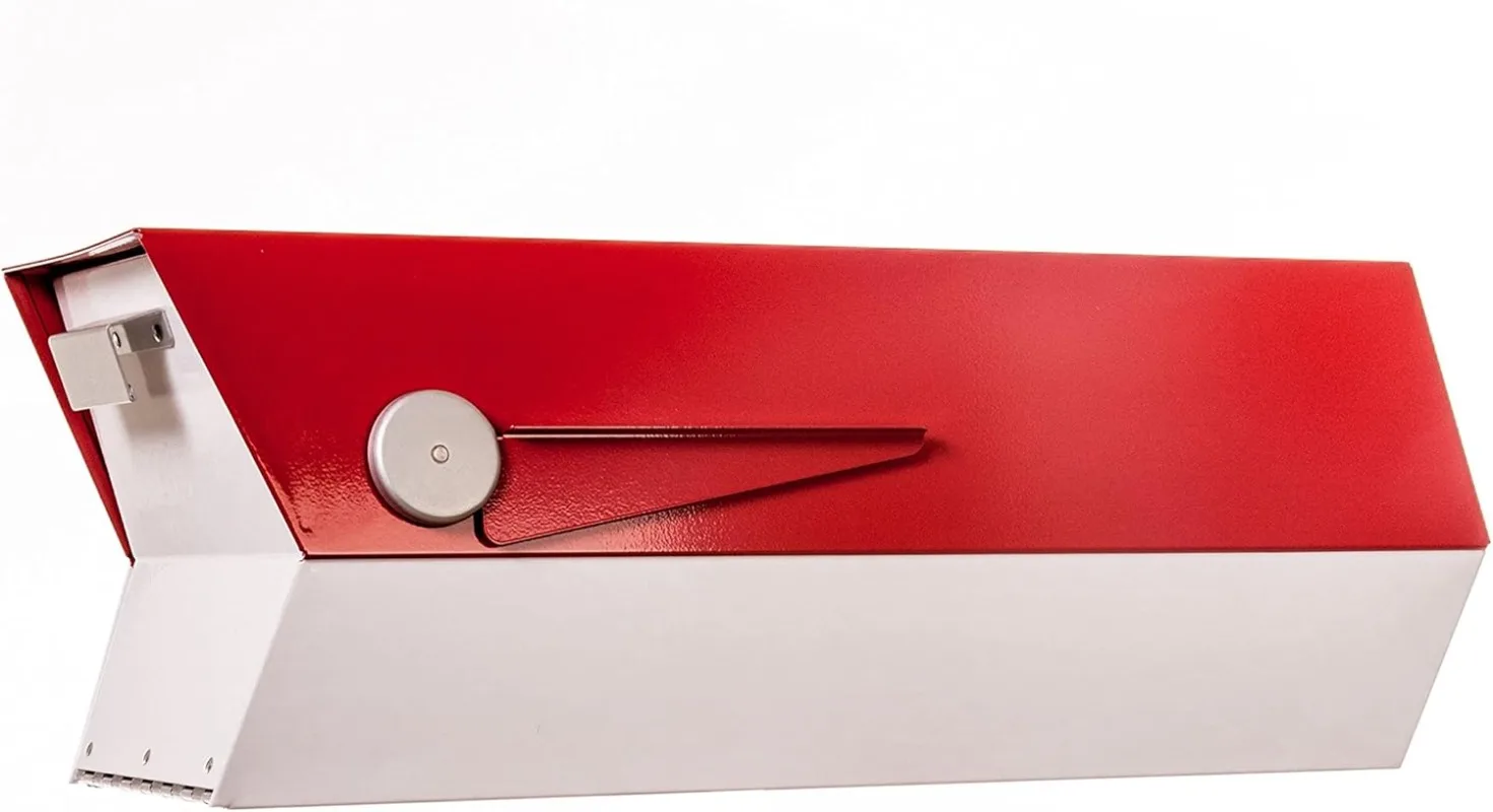Mid-Century Modern Curbside Mailbox (red/White) design’s clean lines 20 gauge galvannealed steel POWDER COATED FINISH
Mid-Century Modern Curbside Mailbox (red/White) design’s clean lines 20 gauge galvannealed steel POWDER COATED FINISH