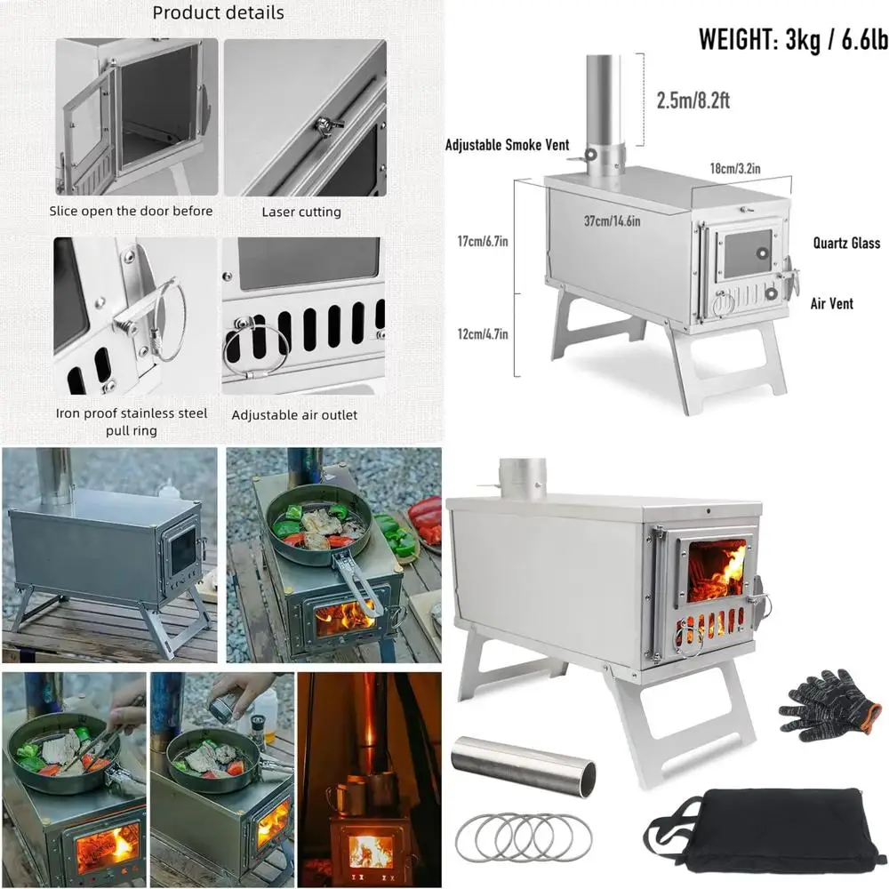 Кемпинговая печь, складная печь для барбекю, портативная дровяная печь из нержавеющей стали для палаток, укрытие с подогревом, приготовление пищи на открытом воздухе
Кемпинговая печь, складная печь для барбекю, портативная дровяная печь из нержавеющей стали для палаток, укрытие с подогревом, приготовление пищи на открытом воздухе