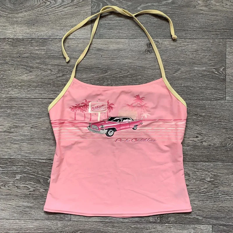 Летняя женская одежда в стиле Харадзюку, эстетичный сексуальный розовый кавайный автомобильный принт, майки без рукавов, укороченный винтажный милый жилет 2000-х годов
Летняя женская одежда в стиле Харадзюку, эстетичный сексуальный розовый кавайный автомобильный принт, майки без рукавов, укороченный винтажный милый жилет 2000-х годов