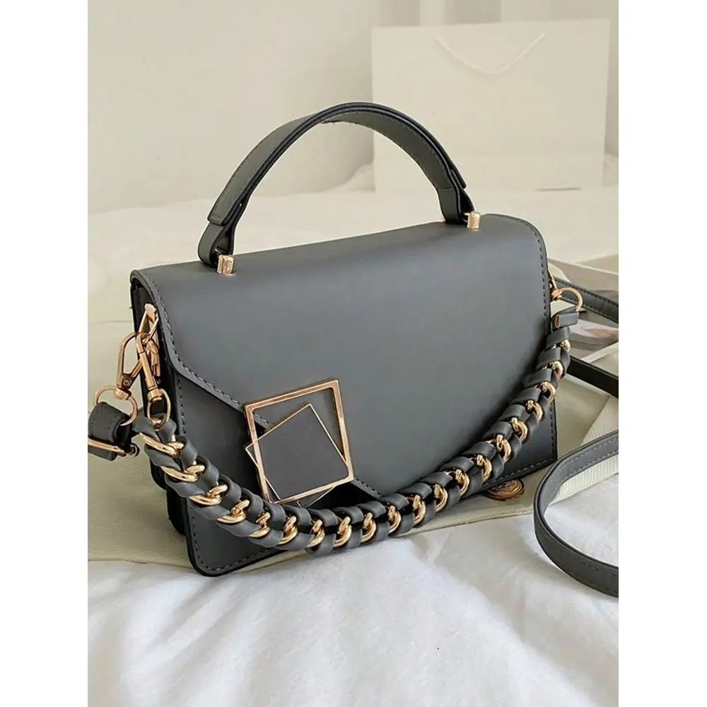 Woven Chain Decor Flap Closure Black Lock Handbag, Women Portable Shoulder Crossbody Bag For Work, Shopping, Travel
Woven Chain Decor Flap Closure Black Lock Handbag, Women Portable Shoulder Crossbody Bag For Work, Shopping, Travel