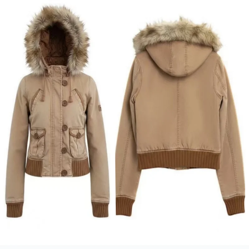 2025 зимняя новая универсальная тонкая женская короткая куртка с капюшоном в стиле ретро, однобортная теплая куртка с меховым воротником и длинными рукавами, с карманами
2025 зимняя новая универсальная тонкая женская короткая куртка с капюшоном в стиле ретро, однобортная теплая куртка с меховым воротником и длинными рукавами, с карманами